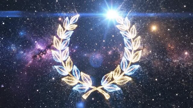 Ethereal laurel wreath amidst the cosmos