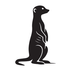Silhouette of a penguin on a branch. Meerkat animal silhouette standing on hind legs vector graphic