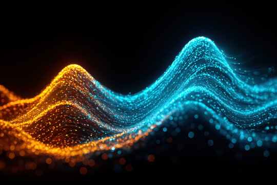 fractal realms abstraction - Glowing Particle Waveforms – Abstract Visualization of Signal Interference and Frequency Dynamics