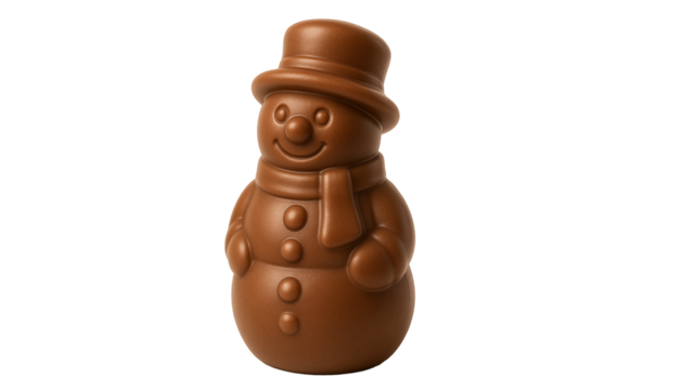 Snowman in milk chocolate on white background