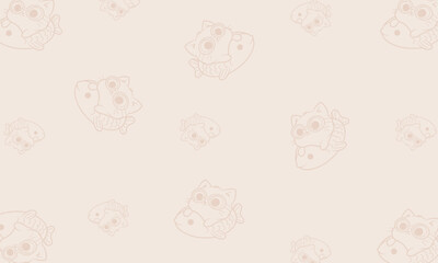 Obraz premium Seamless pattern featuring cute cartoon fish with cheerful expressions and simple clean lines, arranged in a repeating layout on solid color backgrounds, perfect for kids’ products, fabric prints