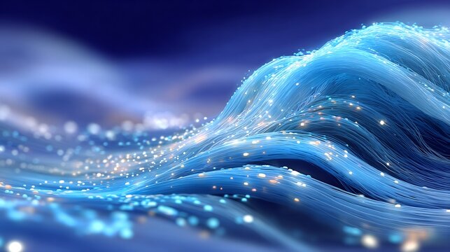 Dynamic wave of data cresting light fluid motion impactful information flow Business background featuring dynamic wave of data powerful cresting surge of glowing blue white light representing massive