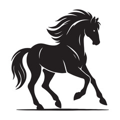 Obraz premium Horse Silhouette Isolated On White. Galloping Horse Silhouette Running With Flowing Mane Vector