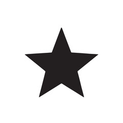 Obraz premium Minimal black five-pointed star icon with flat vector silhouette on white background.