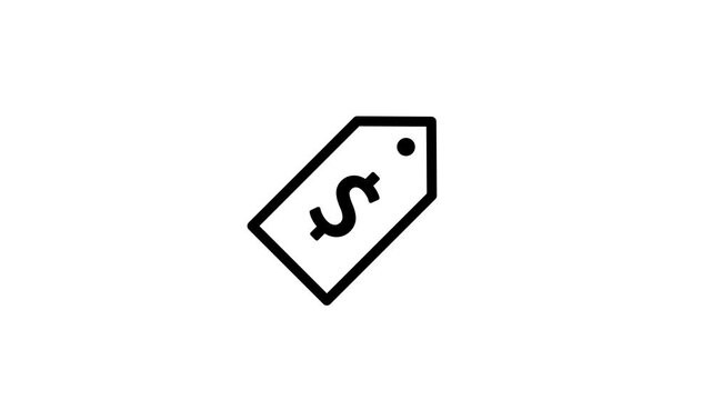Price Tag Icon with Dollar Symbol Animation on White Background.
