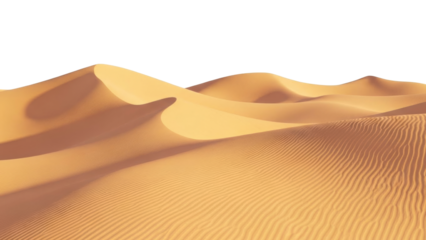 Isolated sand dunes under warm sunlight in a hot desert, abstract arid landscape, smooth texture