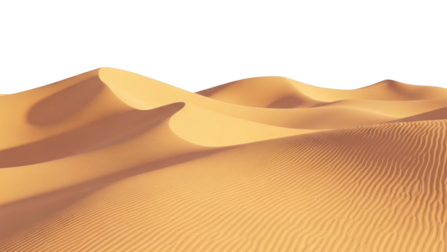 Isolated sand dunes under warm sunlight in a hot desert, abstract arid landscape, smooth texture