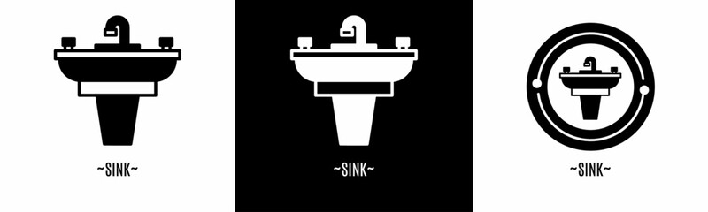 Sink logo set. Collection of black and white logos. Stock vector.