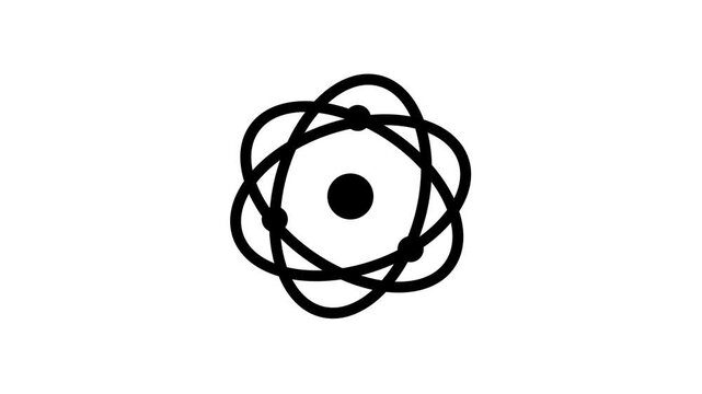 Simple Animated Atom Symbol Science Icon Loop.