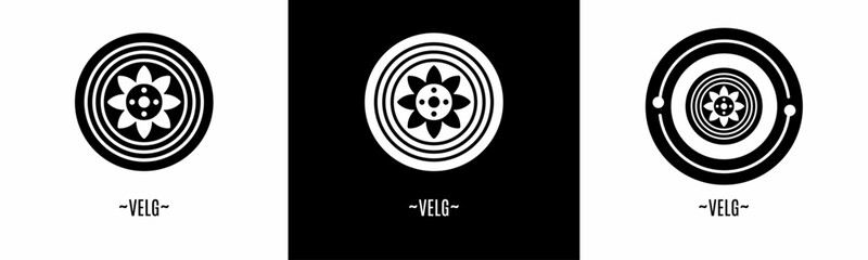 Velg icon set. Collection of black and  icon. Stock vector.