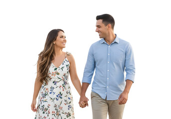 Couple holding hands and smiling at each other