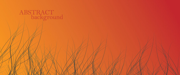 Obraz premium An abstract orange to red gradient background with flowing black curved lines creates a dynamic and artistic design. vector ilustrator.