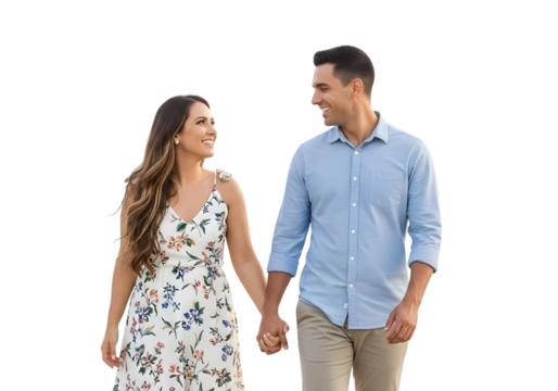 Couple holding hands and smiling at each other