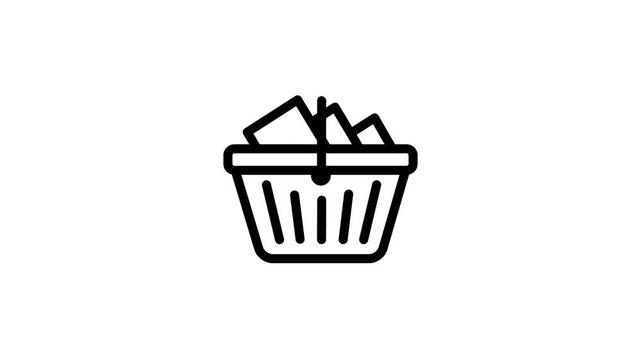 Simple Shopping Basket Line Icon Animation.