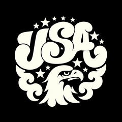 Naklejka premium Cream eagle and stars emblem with U S A text graphic