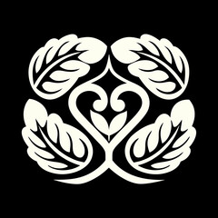 Cream Leafy Heart Shape Vector Design graphic symbol