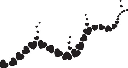 Wavy Trail of silhouette Hearts silhouette vector