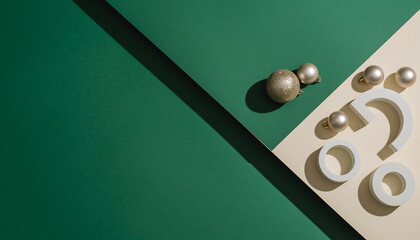 Pearls and Question Marks on Two-Toned Green and Beige Background
