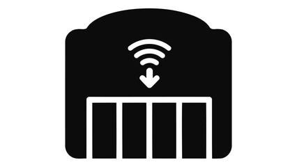 Icon representing a smart garage door opener with wireless connectivity and an automated control system for modern home