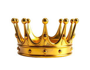 Regal golden crown with reflective surface on black background