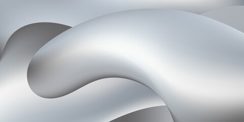 Elegant Abstract Silver Wavy Flow Background Smooth Liquid Chrome Texture. Modern Trendy design in Vector Illustration