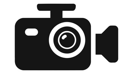 Simple black icon of a car camera also known as a dashcam used for recording road footage