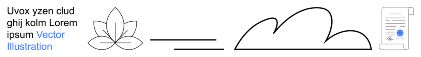 Nature preservation, cloud storage, eco-friendly solutions, digital signatures, sustainable technology, environment-focused innovation. A leaf, cloud and document with a seal. Nature connection