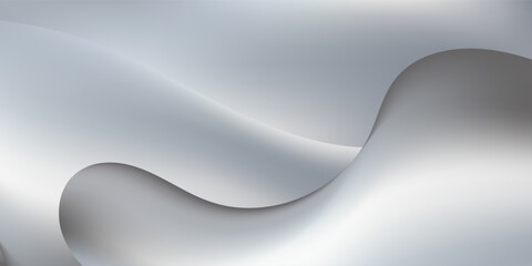 Elegant Abstract Silver Wavy Flow Background Smooth Liquid Chrome Texture