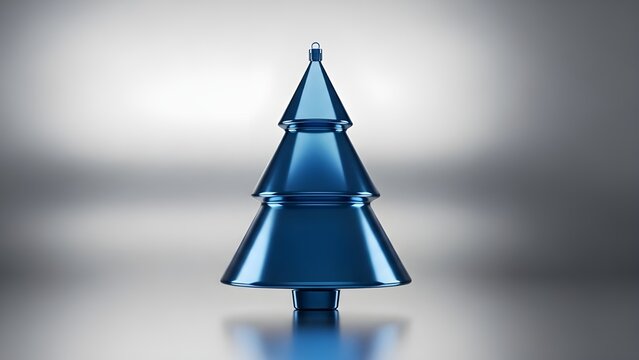 Modern blue glass christmas tree sculpture with reflective surface - Powered by Adobe