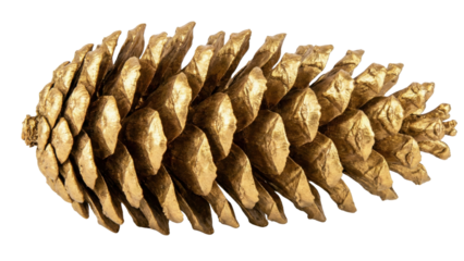 Golden Pinecone: A close-up shot of a single, majestic pinecone, meticulously painted a gleaming gold. Its intricate scales and textured surface are highlighted by the perfect studio lighting.