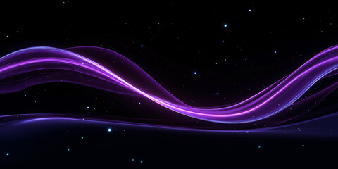 Abstract purple light ribbon flowing through a cosmic star field. Futuristic, layered glow ideal for tech, energy, or space-themed commercial and digital design use.