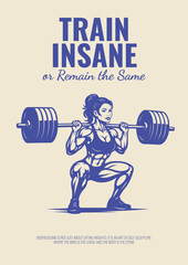 Poster with Female Bodybuilder Illustration and Motivational Quotes