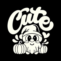 Obraz premium Cute gnome with pumpkins and hearts graphic thanksgiving