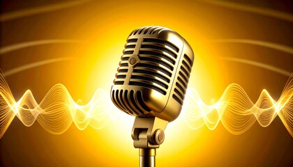 retro microphone on abstract background