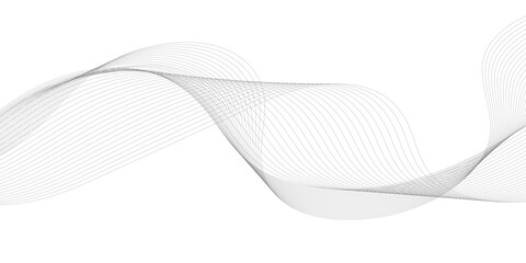 Futuristic Sound Wave Pattern: Abstract Modern Grey Wave Lines on a White Background, Dynamic Flowing Wave Design Element Representing Futuristic Technology and Sound Wave Patterns