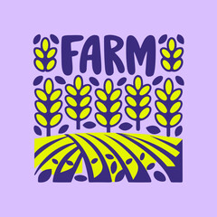 Farm field and wheat graphic design grain agriculture