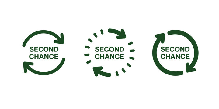 Circular arrows indicate the concept of a second chance with clear text inside each graphic.