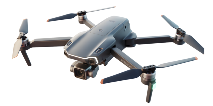 Drone quadcopter with aerial camera UAV technology gadget, remote control flying device featuring propeller and 4K camera for professional photography