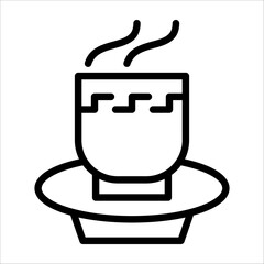 A simple single chinese tea cup icon for design element or coloring book element