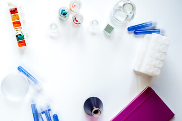 workplace in the laboratory top view