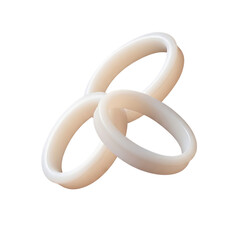 Threering intertwined white torus shape abstract design isolated on transparent background an elegant representation