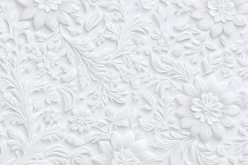 elegant white embossed floral pattern texture