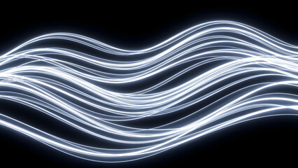 Stunning glowing waves creating dynamic flow on black background perfect for technology, science, or futuristic concepts and captivating backgrounds