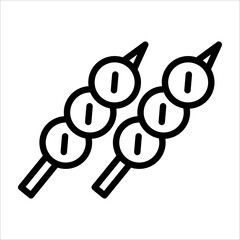 A simple single chinese fish ball skewer icon for design element or coloring book element
