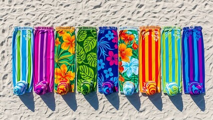 Beach Towel Lineup on Sand