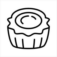 A simple single chinese egg tart icon for design element or coloring book element