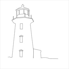 lighthouse. Lighthouse tower in one continuous line drawing