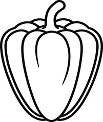 Simple outline drawing of a bell pepper vegetable