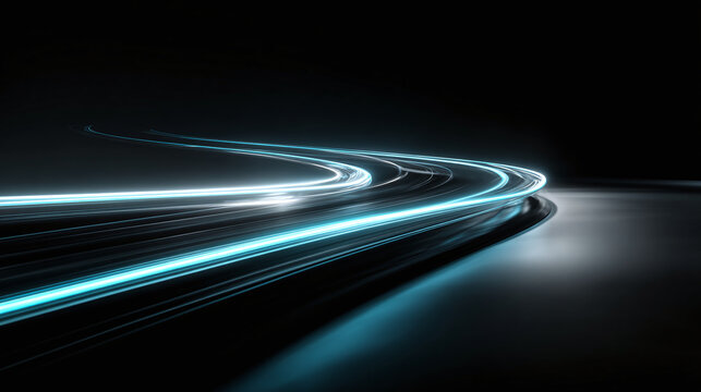 Dynamic light trails creating an abstract representation of speed and movement, ideal for technology or transport themes