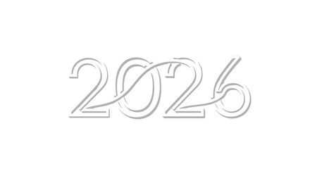 Fototapeta premium Elegant white 2026 new year design with shadow effect on a clean white background
